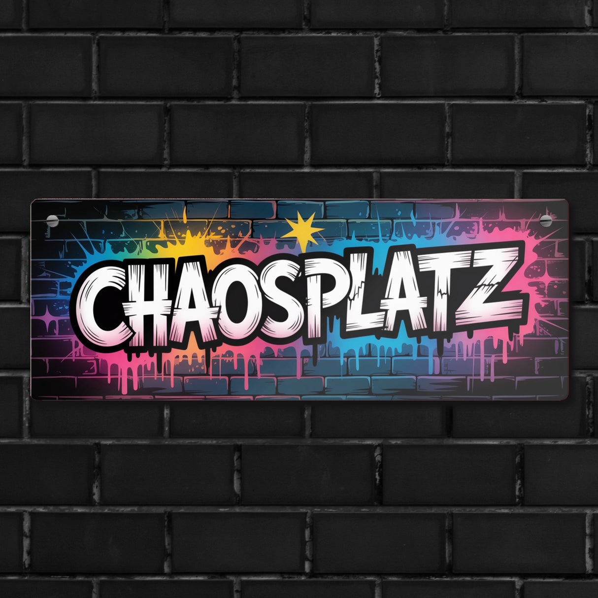 Chaosplatz Graffiti Metallschild für Streetart-Fans