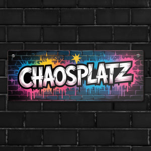 Chaosplatz Graffiti Metallschild für Streetart-Fans