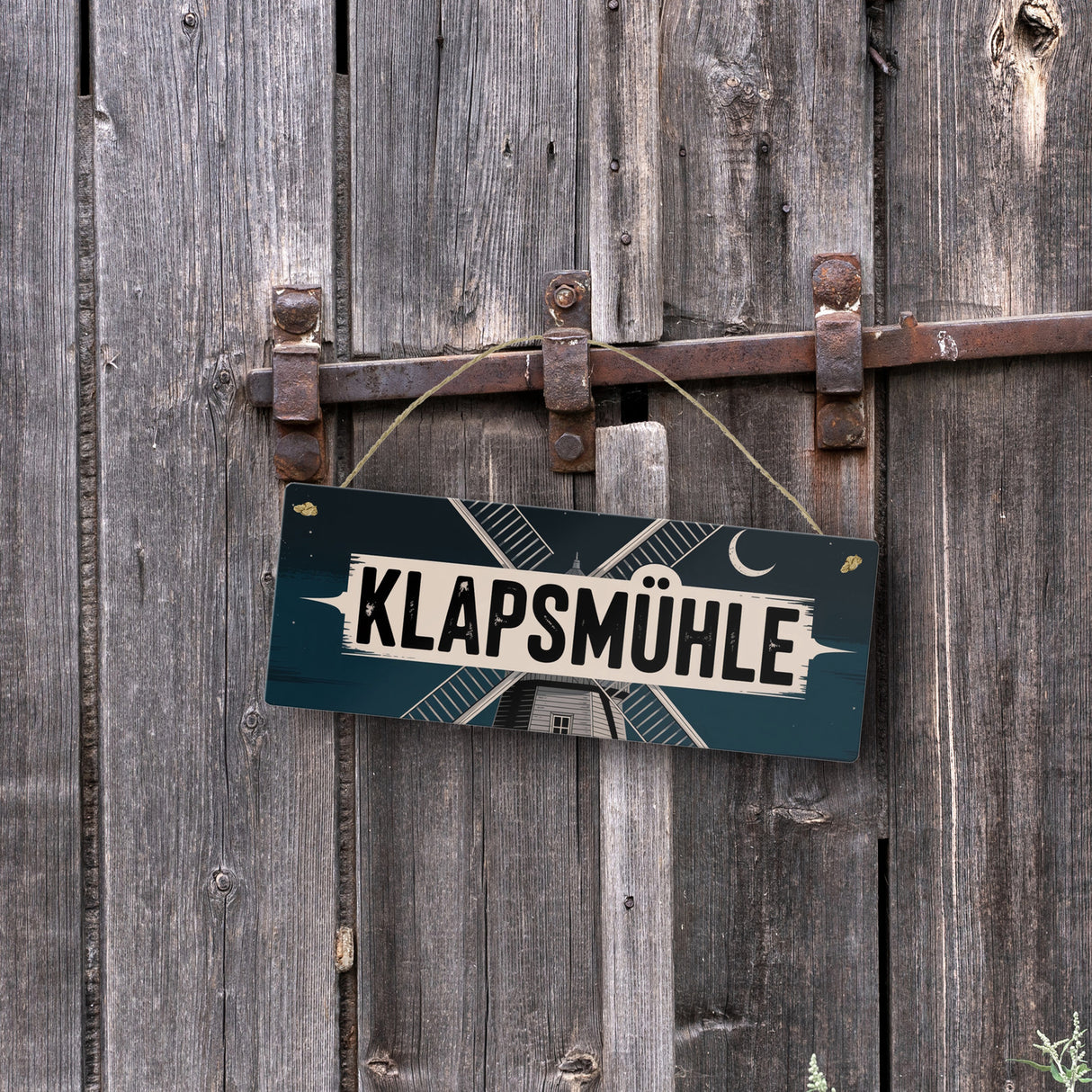 Klapsmühle Metallschild mit antiker Windmühle