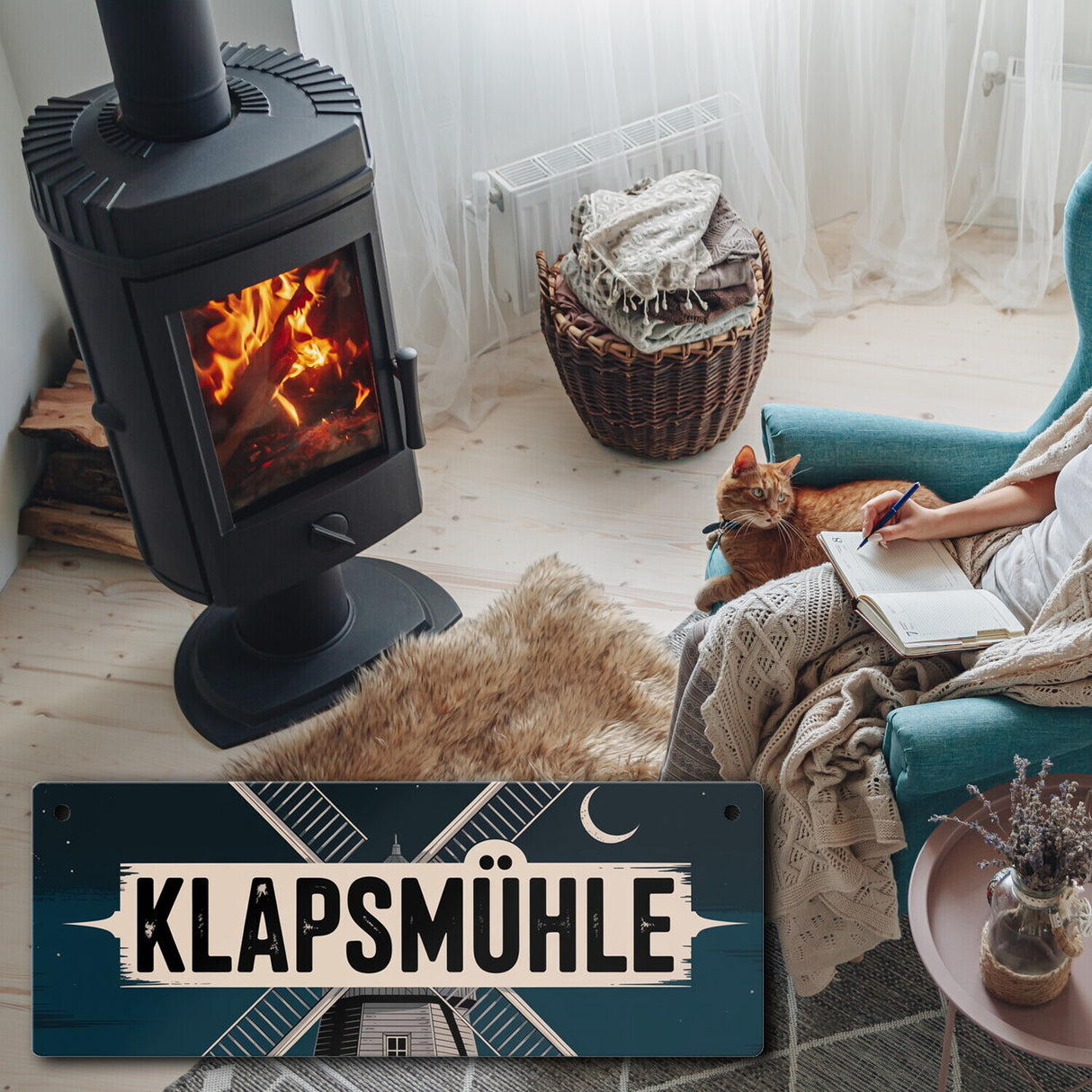 Klapsmühle Metallschild mit antiker Windmühle