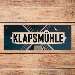 Klapsmühle Metallschild mit antiker Windmühle