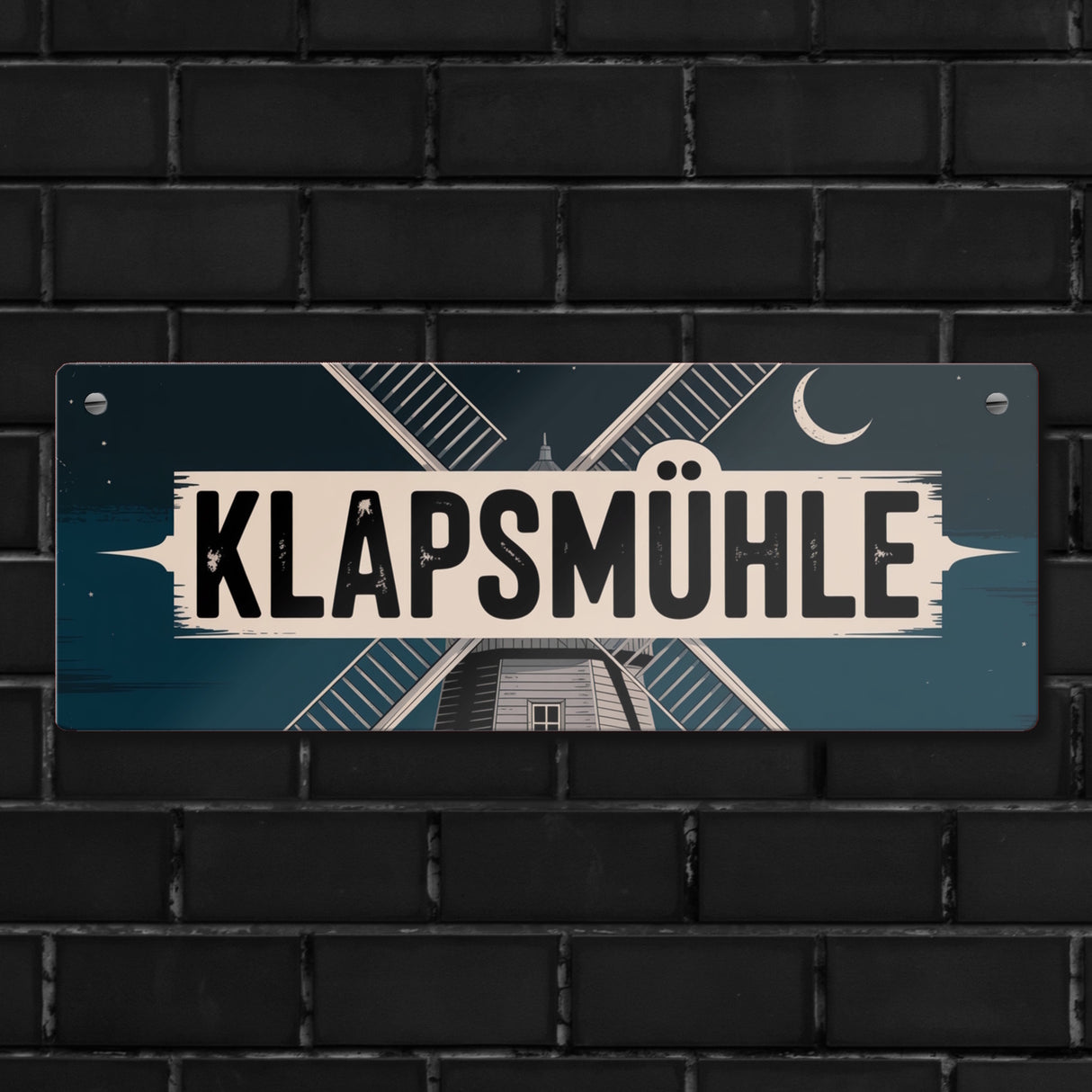 Klapsmühle Metallschild mit antiker Windmühle