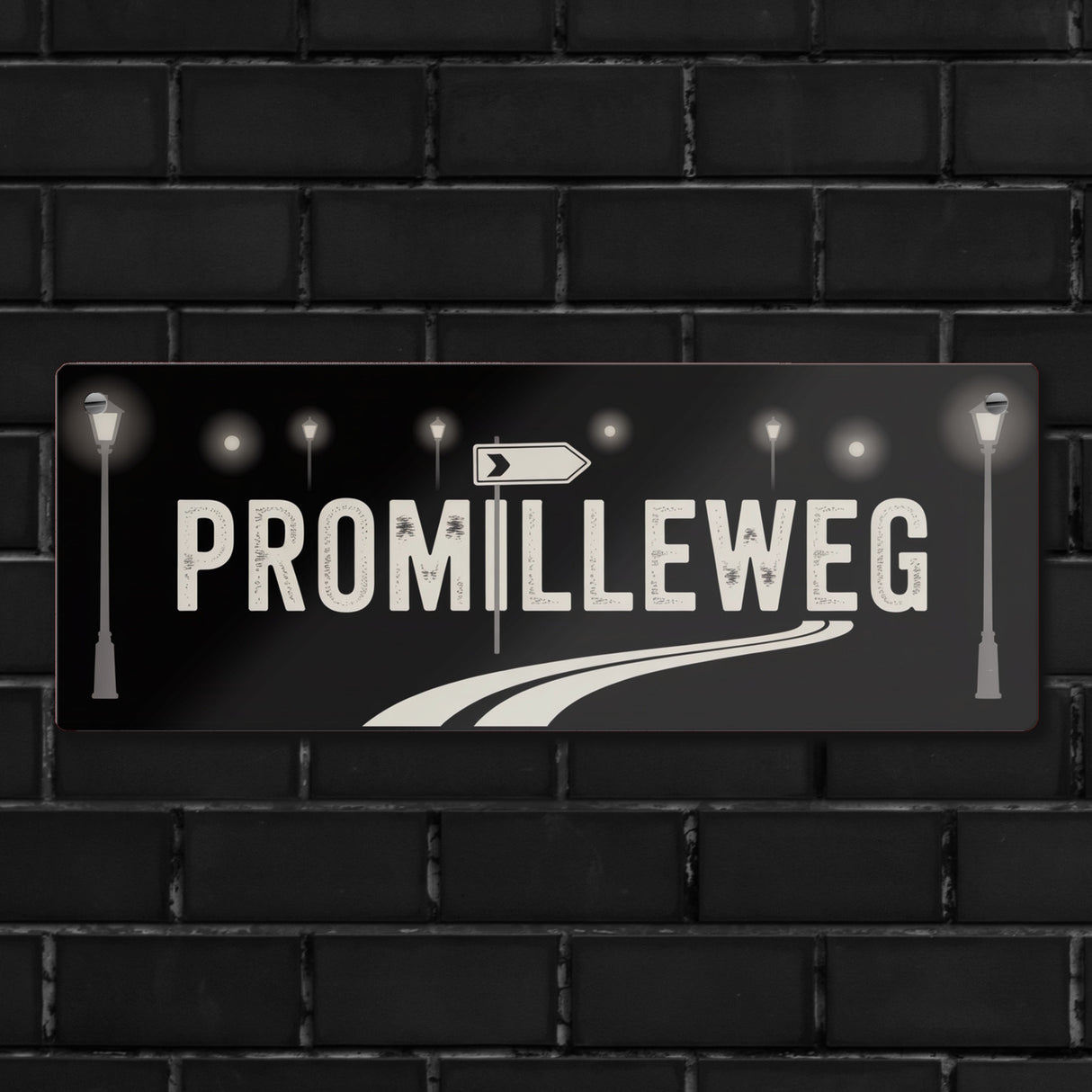 Promilleweg Spruch Metallschild für Partyfans