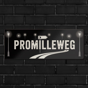 Promilleweg Spruch Metallschild für Partyfans