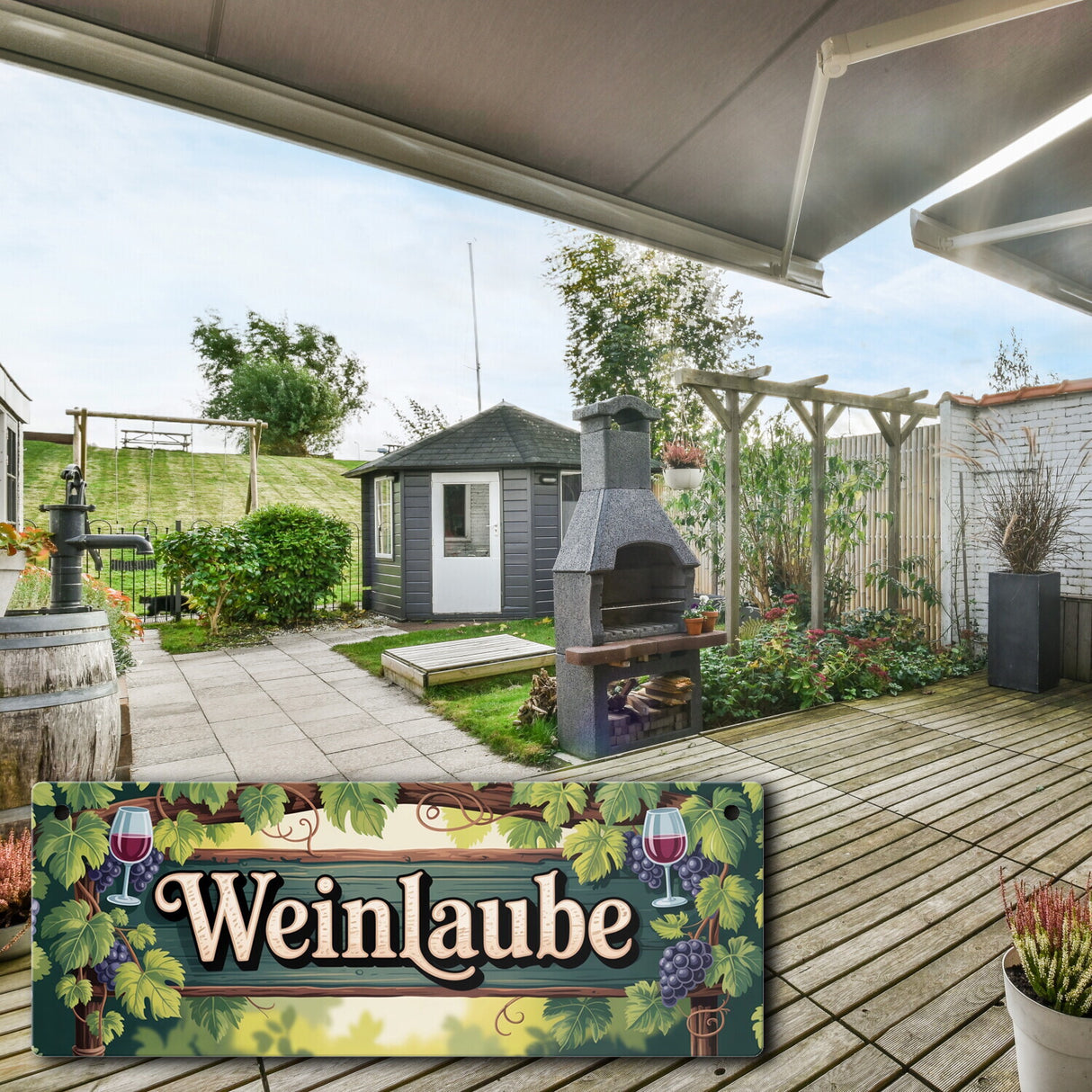 Weinlaube Reben Metallschild für Weingarten Vintage