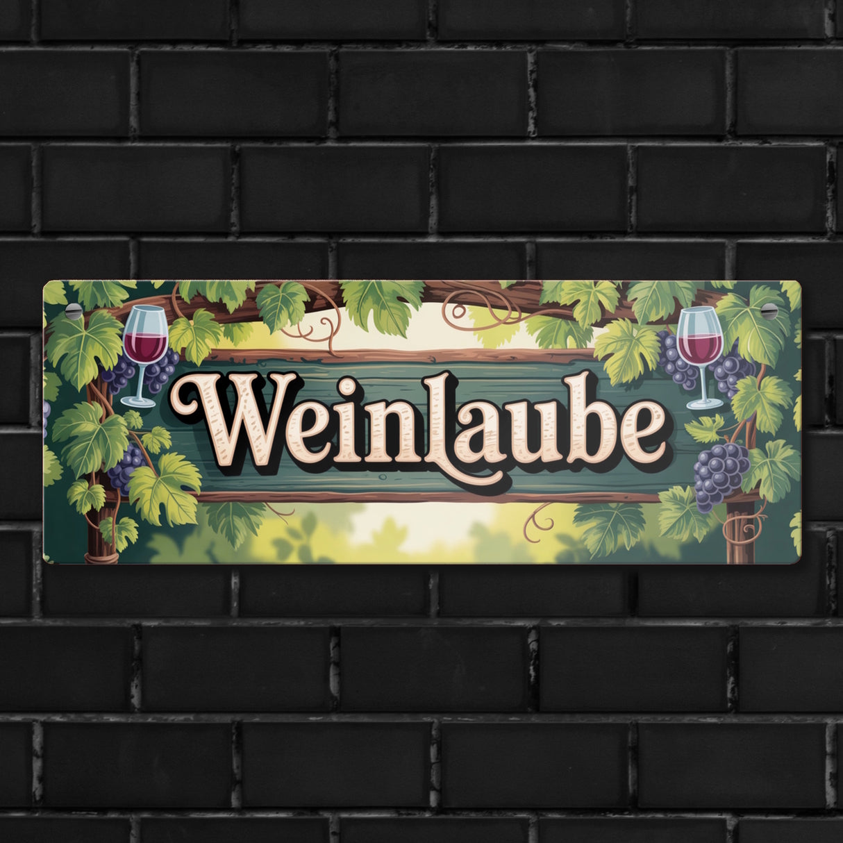 Weinlaube Reben Metallschild für Weingarten Vintage