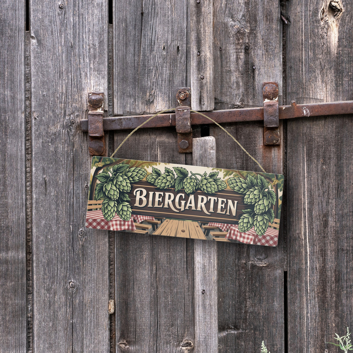 Biergarten Rustikale Biergartenszene Metallschild
