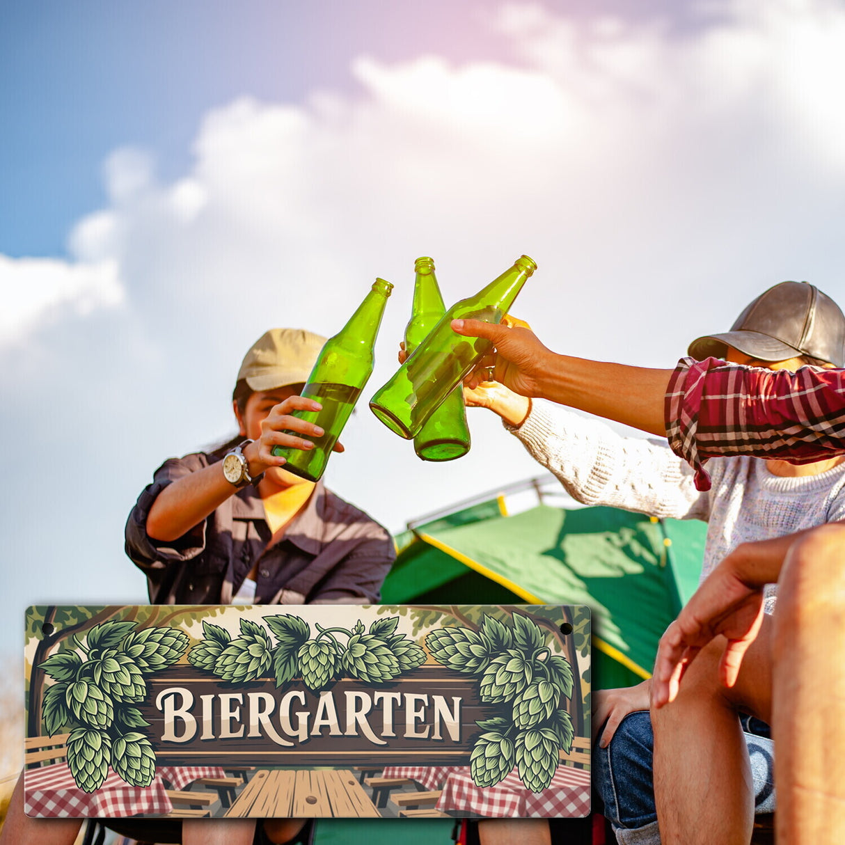 Biergarten Rustikale Biergartenszene Metallschild