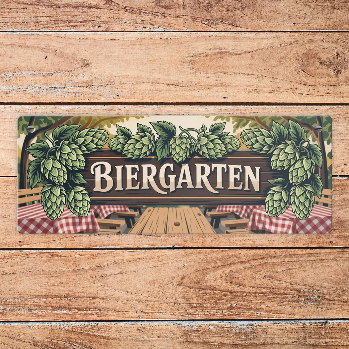 Biergarten Rustikale Biergartenszene Metallschild