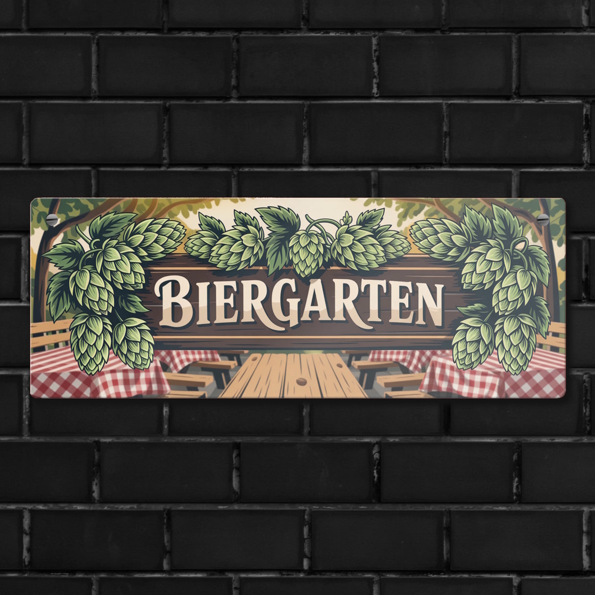 Biergarten Rustikale Biergartenszene Metallschild