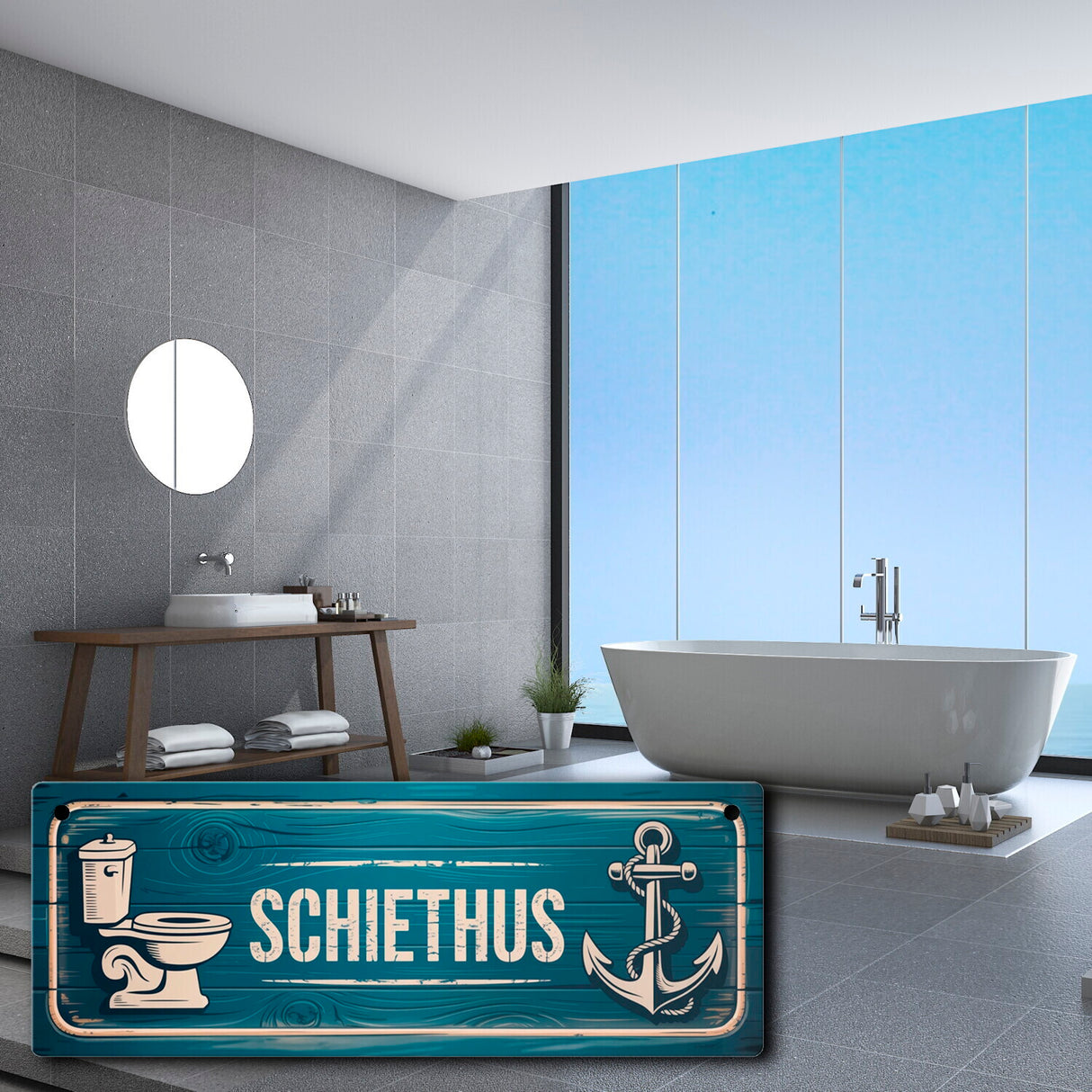 Nautisches SCHIETHUS Metallschild für maritimes Badezimmer