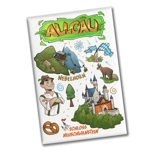 Allgäu Pop Art Comic Souvenir Souvenir Magnet - Nebelhorn und Schloss