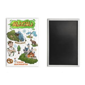 Allgäu Pop Art Comic Souvenir Souvenir Magnet - Nebelhorn und Schloss
