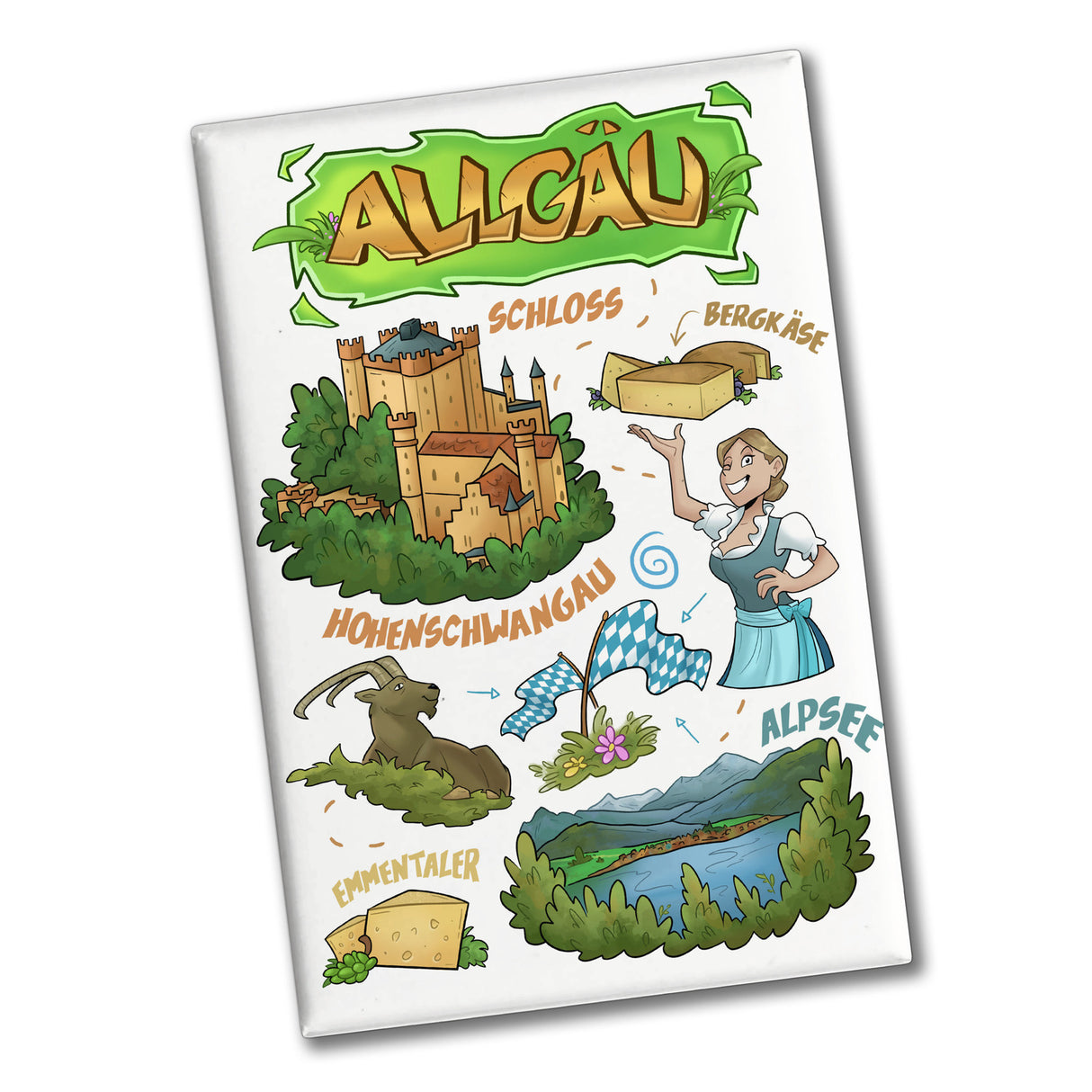 Allgäu Pop Art Comic Souvenir Souvenir Magnet - Alpsee
