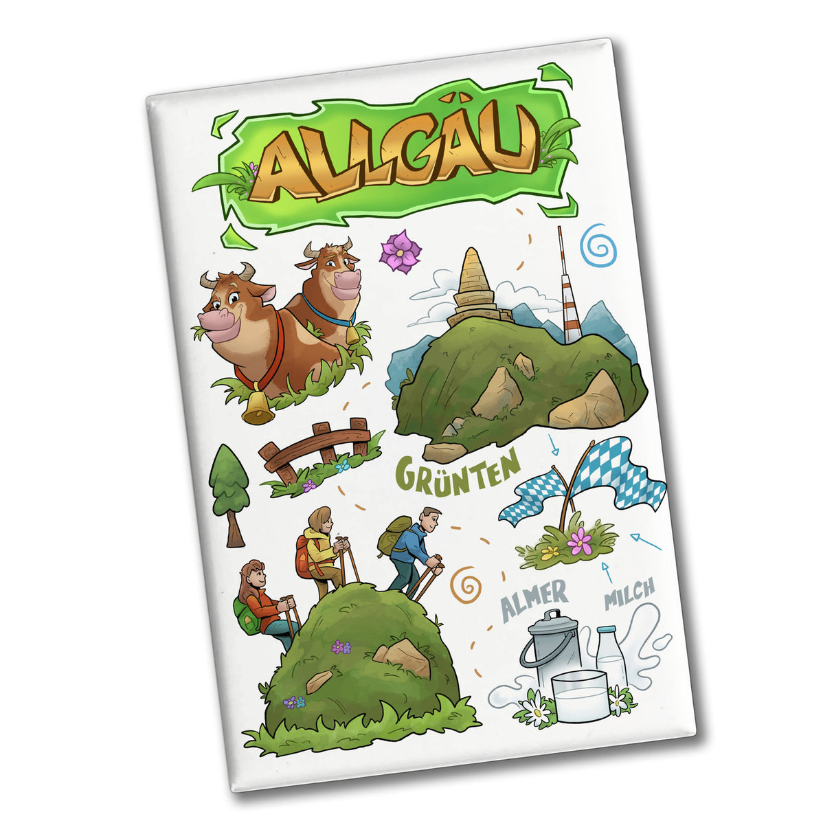 Allgäu Pop Art Comic Souvenir Souvenir Magnet - Grünten