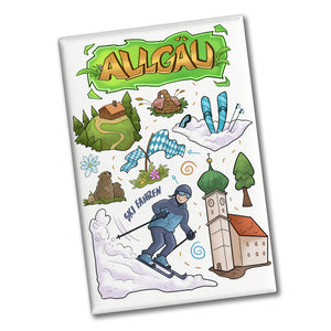 Allgäu Pop Art Comic Souvenir Souvenir Magnet - Ski