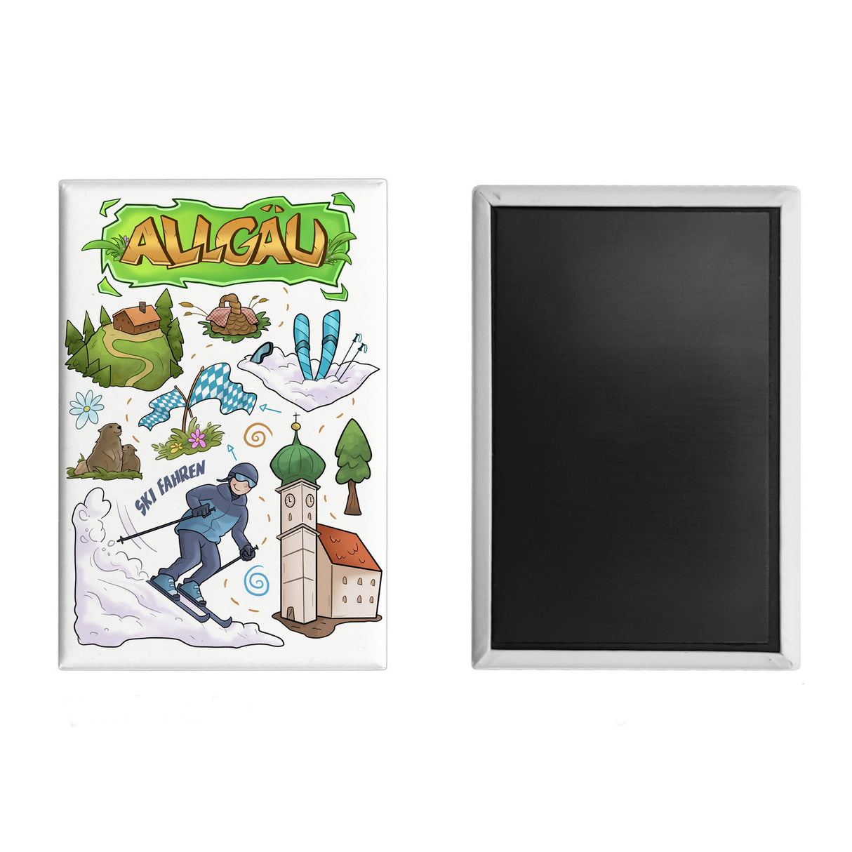 Allgäu Pop Art Comic Souvenir Souvenir Magnet - Ski
