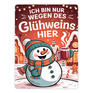 Schneemann Glühwein Spruch Metallschild in 15x20 cm Weihnachtsdeko