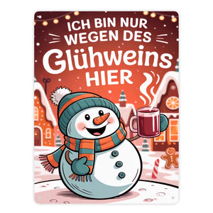 Schneemann Glühwein Spruch Metallschild in 15x20 cm Weihnachtsdeko