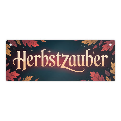 Herbstzauber Metallschild mit bunten Blättern