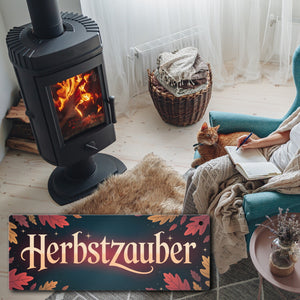 Herbstzauber Metallschild mit bunten Blättern