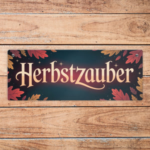Herbstzauber Metallschild mit bunten Blättern