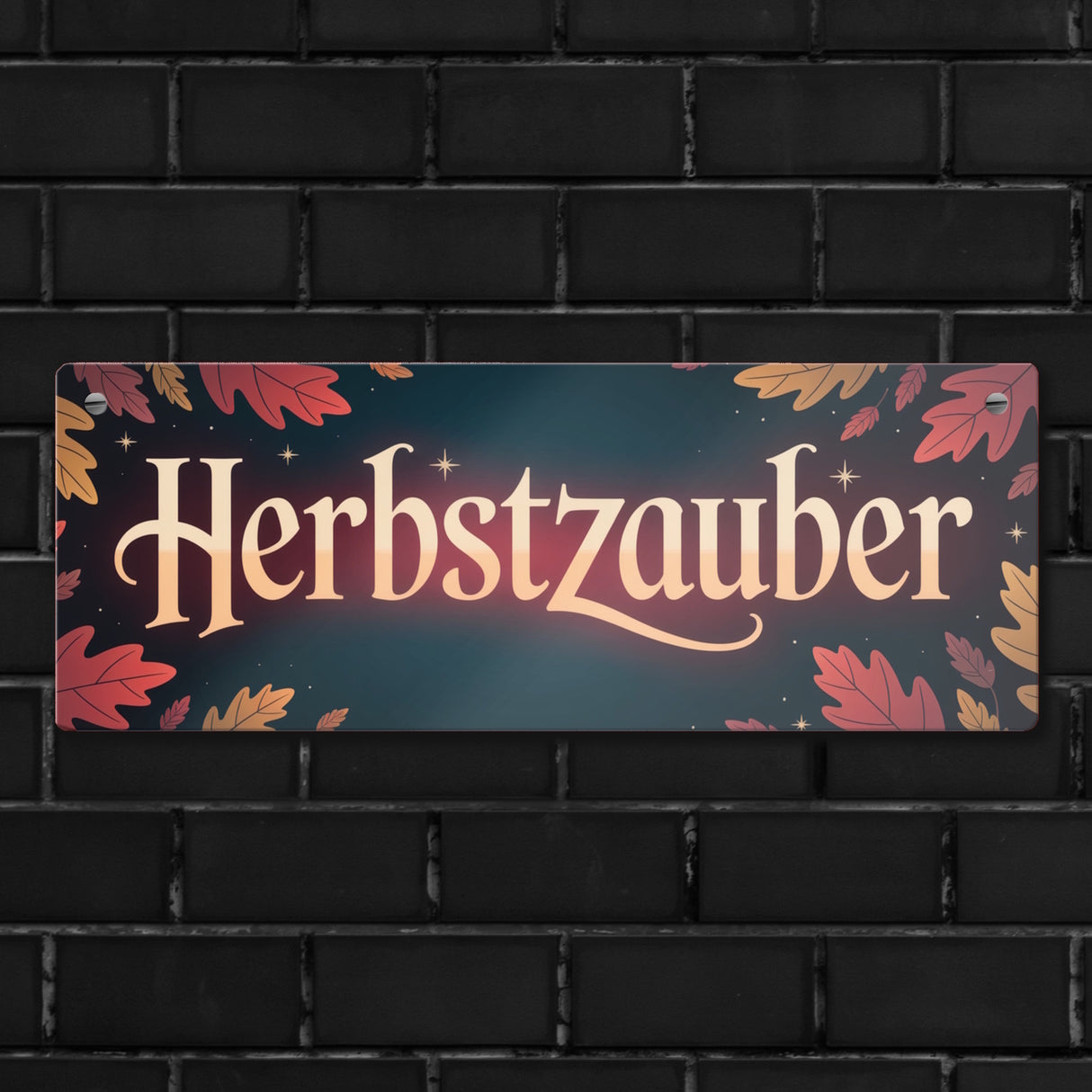 Herbstzauber Metallschild mit bunten Blättern