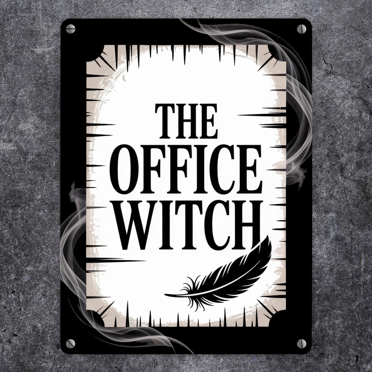 The Office Witch - Metallschild in 15x20 cm mit Mystik-Design