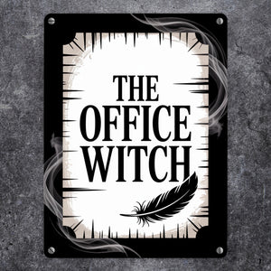 The Office Witch - Metallschild in 15x20 cm mit Mystik-Design