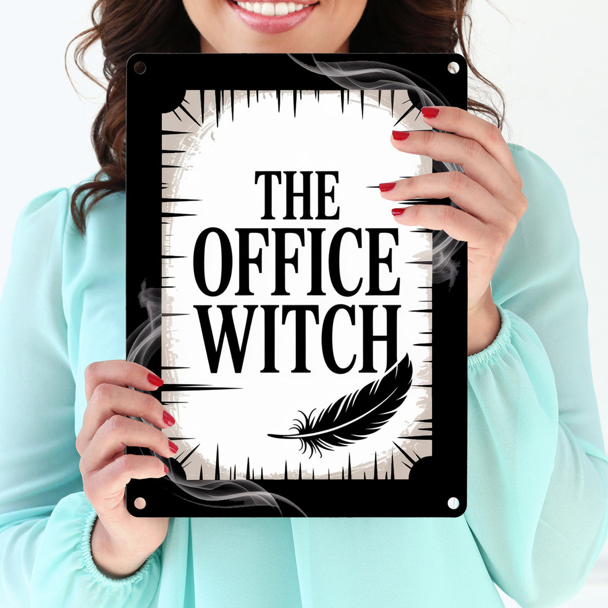 The Office Witch - Metallschild in 15x20 cm mit Mystik-Design