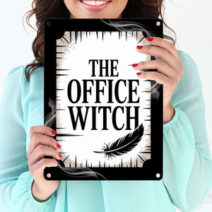 The Office Witch - Metallschild in 15x20 cm mit Mystik-Design