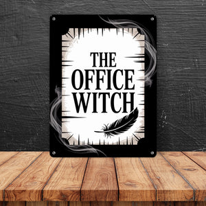 The Office Witch - Metallschild in 15x20 cm mit Mystik-Design