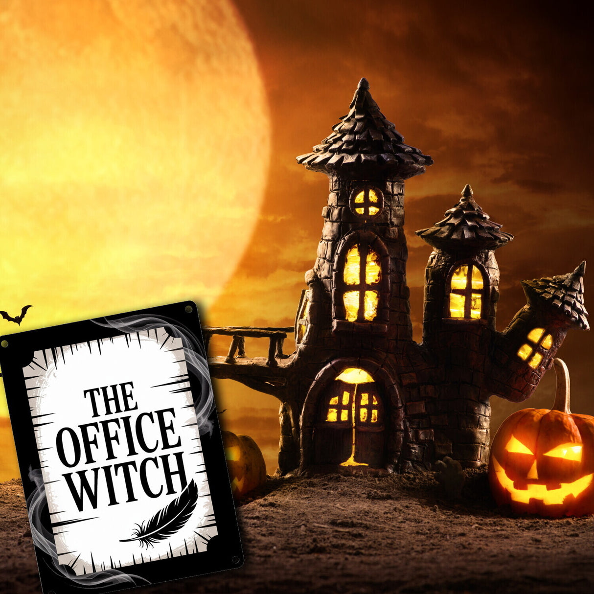 The Office Witch - Metallschild in 15x20 cm mit Mystik-Design
