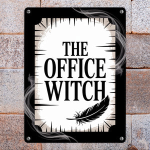 The Office Witch - Metallschild in 15x20 cm mit Mystik-Design