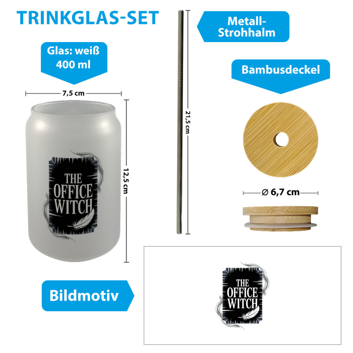 The Office Witch Parodie Trinkglas mit Bambusdeckel