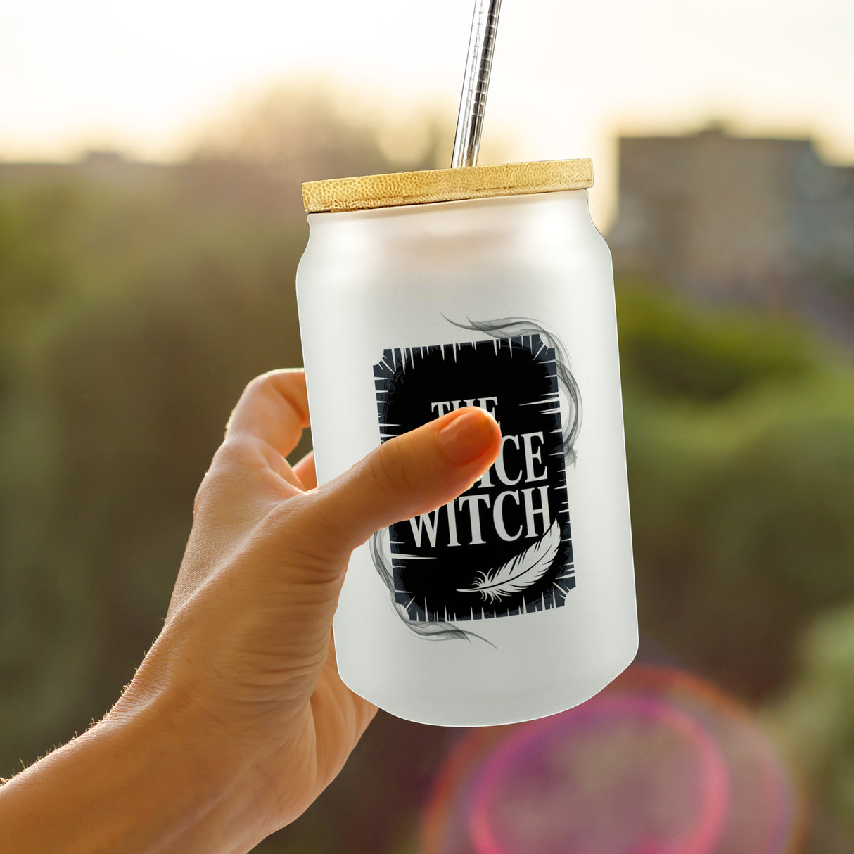 The Office Witch Parodie Trinkglas mit Bambusdeckel
