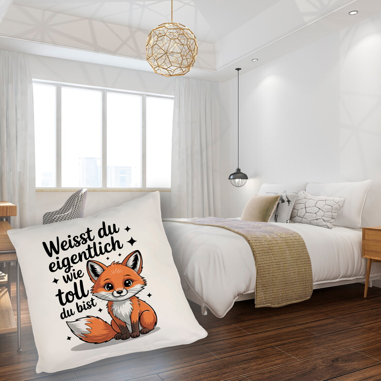 Fuchs Kissen mit Spruch Weißt du eigentlich wie toll du bist
