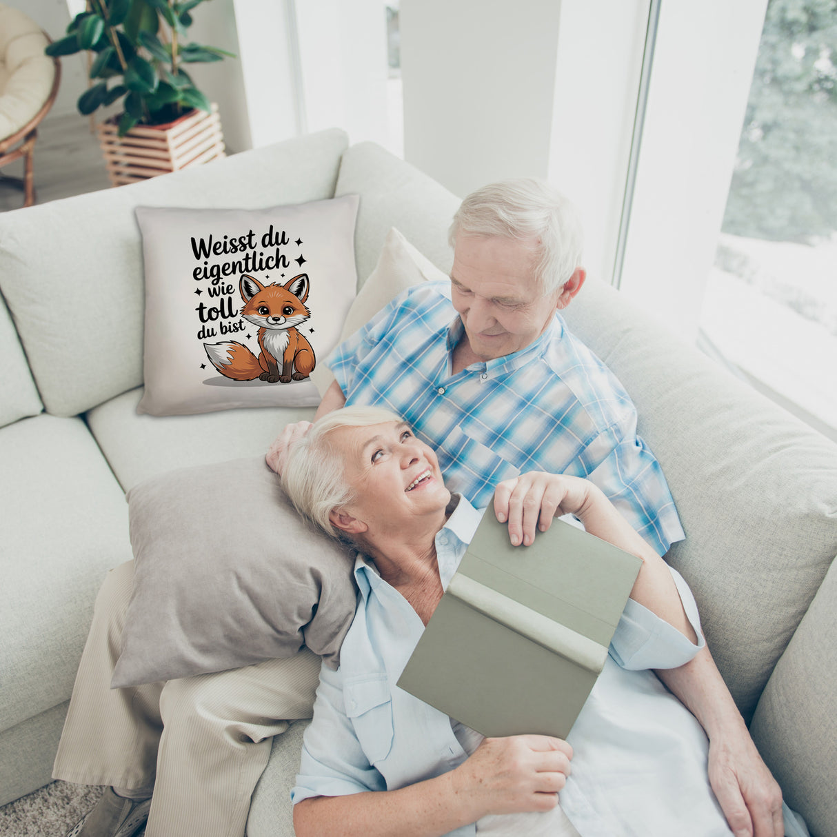 Fuchs Kissen mit Spruch Weißt du eigentlich wie toll du bist