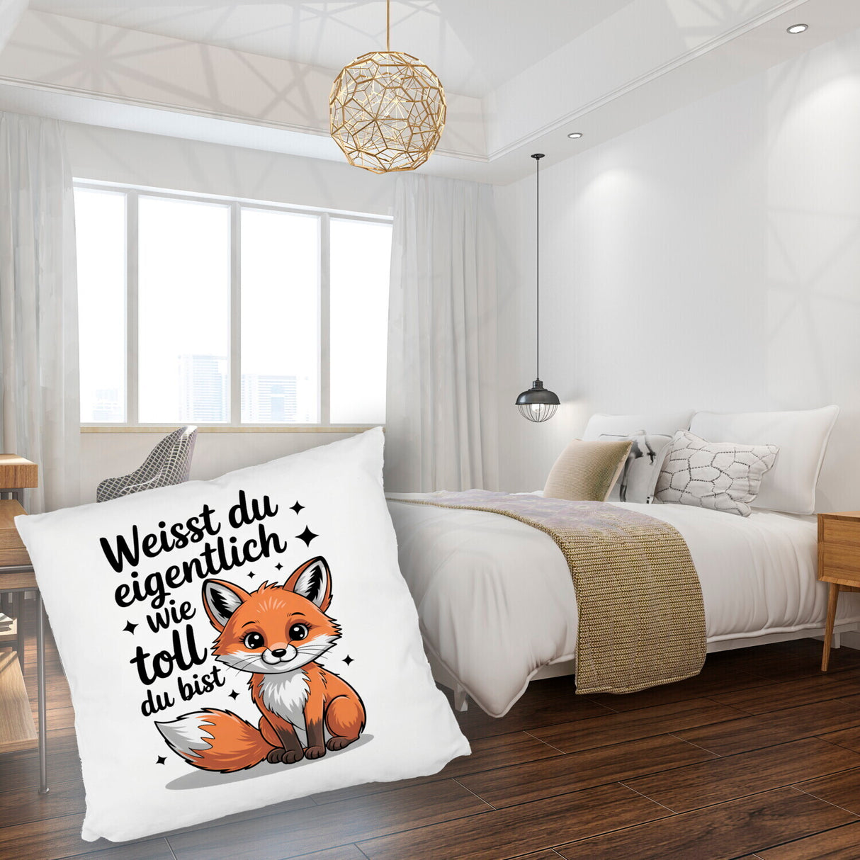 Fuchs Kissen mit Spruch Weißt du eigentlich wie toll du bist