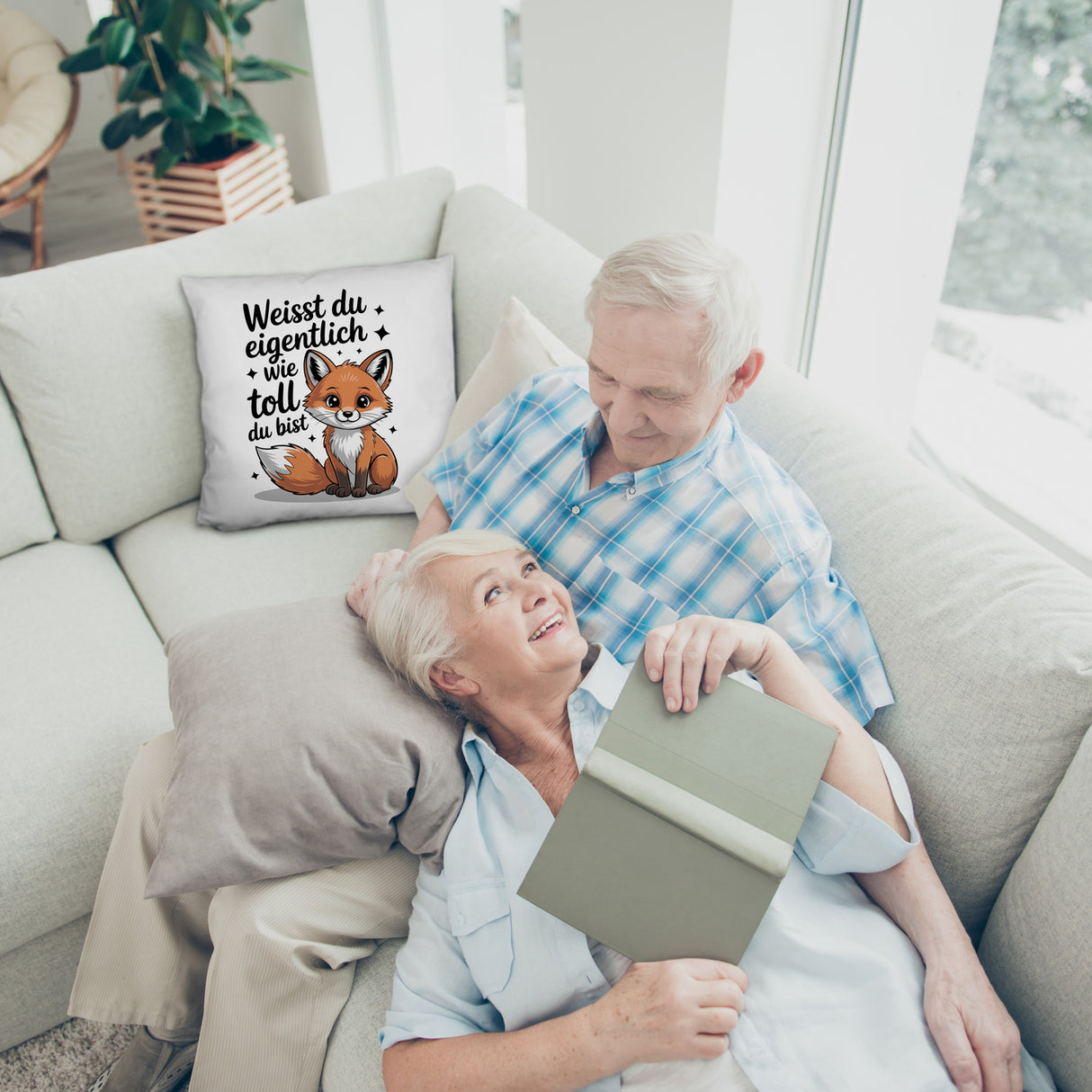 Fuchs Kissen mit Spruch Weißt du eigentlich wie toll du bist