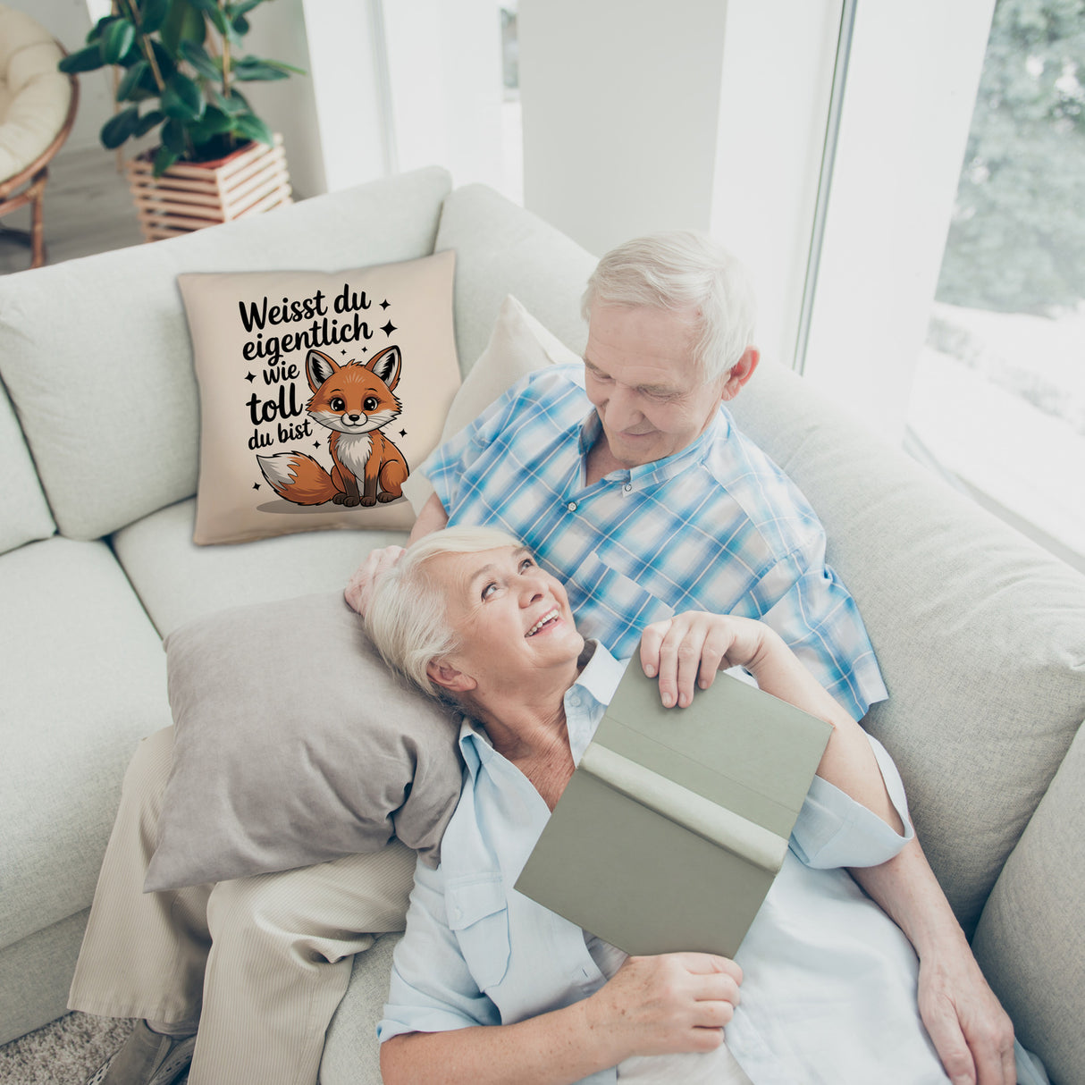 Fuchs Kissen mit Spruch Weißt du eigentlich wie toll du bist