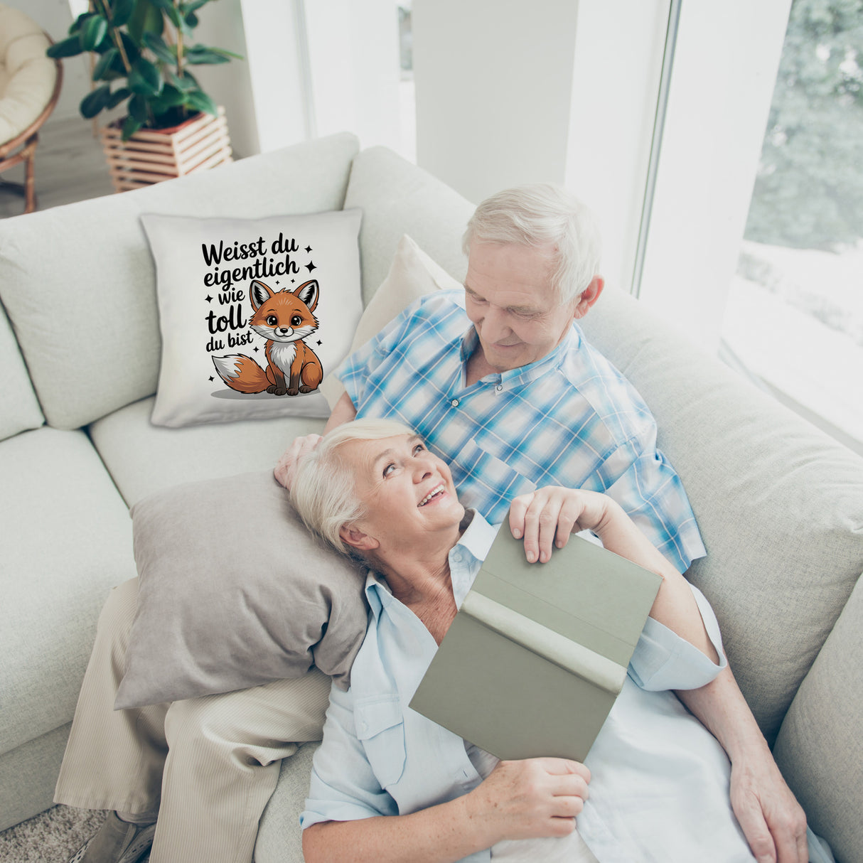 Fuchs Kissen mit Spruch Weißt du eigentlich wie toll du bist