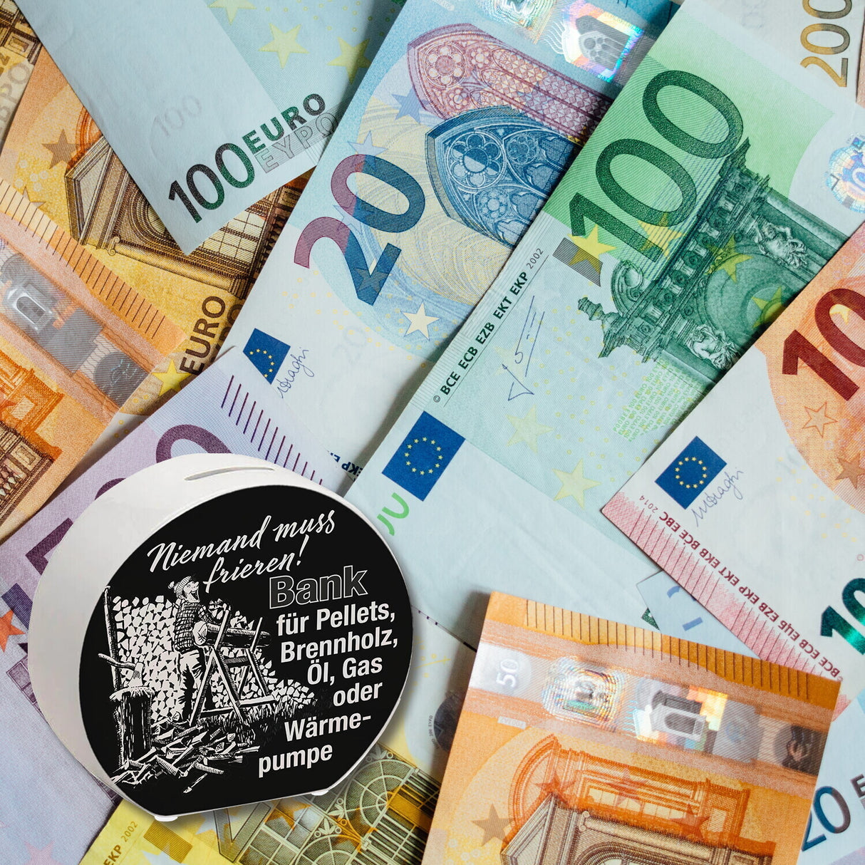 Bank für Heizmaterialien Spardose
