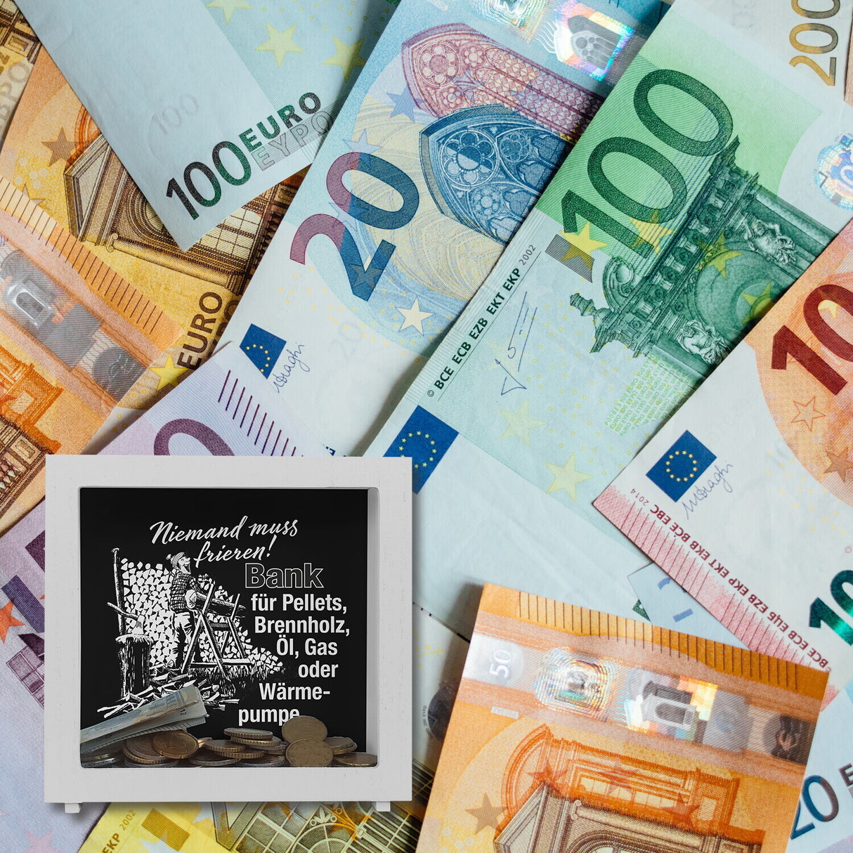 Bank für Heizmaterialien Spardose