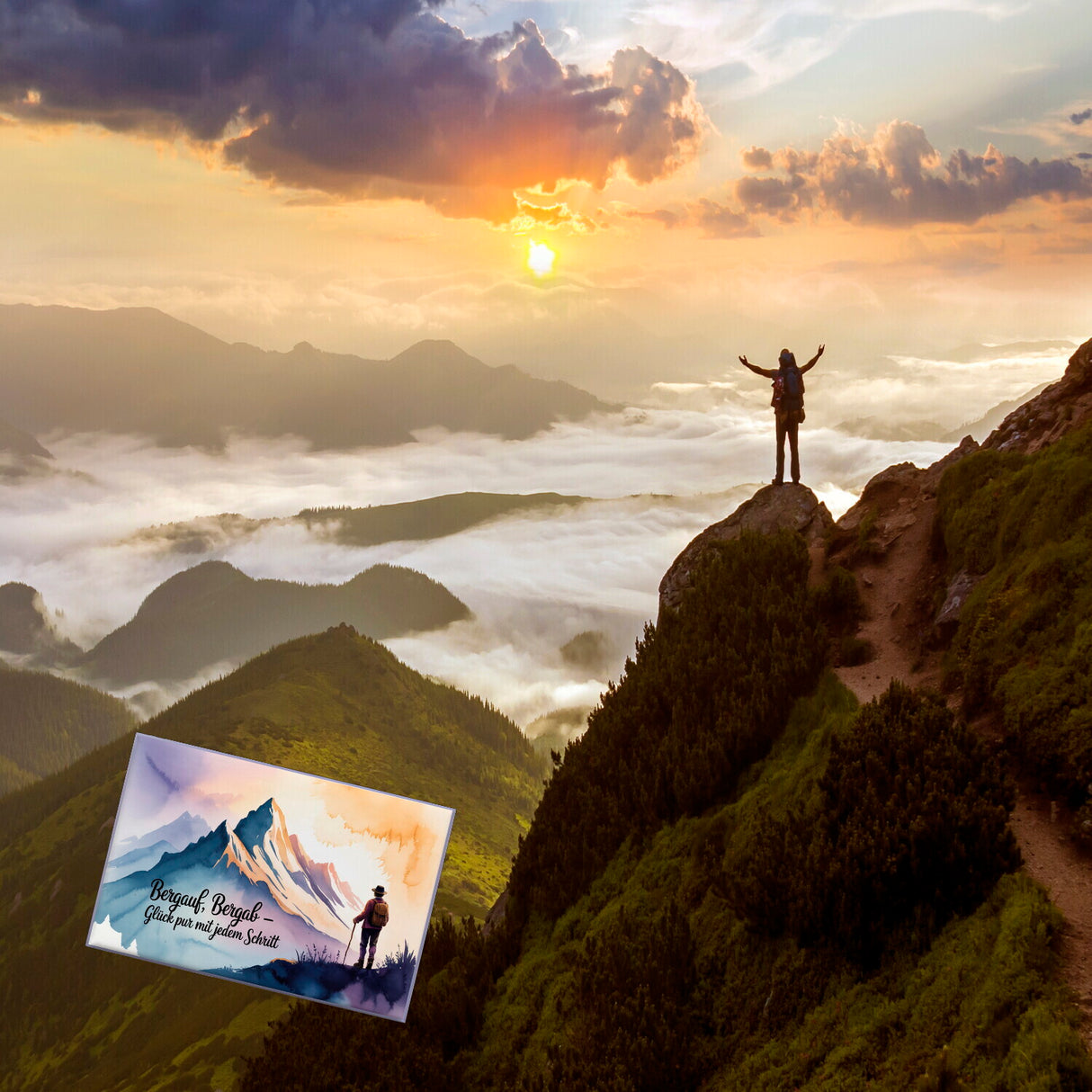 Wanderer Alpen Souvenir Souvenir Magnet - Glück pur