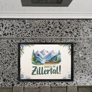 Griaß di im Zillertal! Fußmatte in 35x50 cm mit Berglandschaft