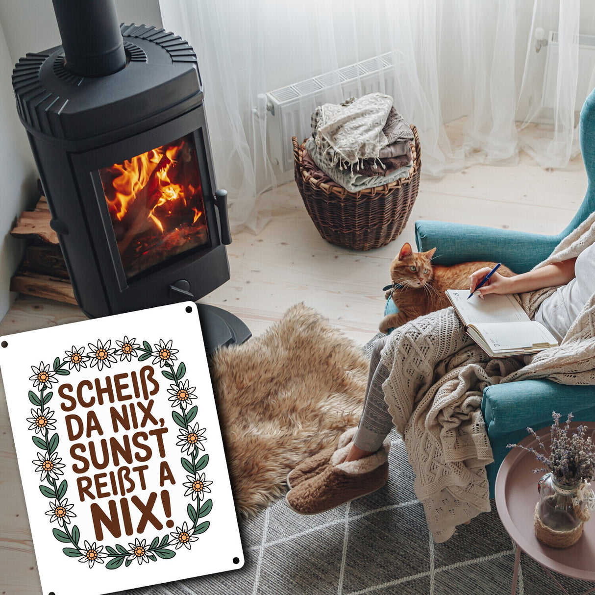 Scheiß da nix, sunst reißt a nix! Metallschild in 15x20 cm