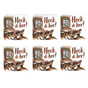 Berghütte Hock di her! 6er Set Untersetzer aus Holz