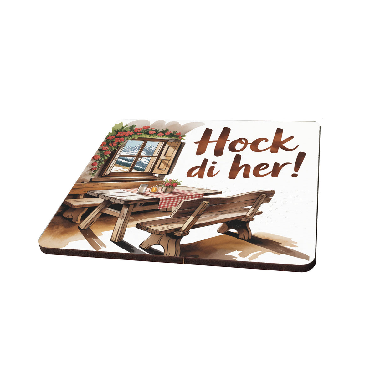 Berghütte Hock di her! 6er Set Untersetzer aus Holz