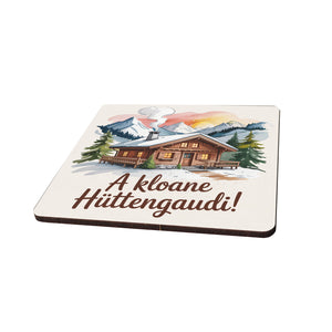 A kloane Hüttengaudi 6er Set Untersetzer aus Holz mit Berghütte